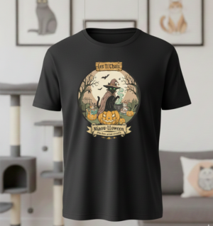 Tshirt homme_Miaou_Halloween_lestichats Miaou Halloween