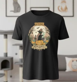 Tshirt homme_Miaou_Halloween_lestichats Miaou Halloween